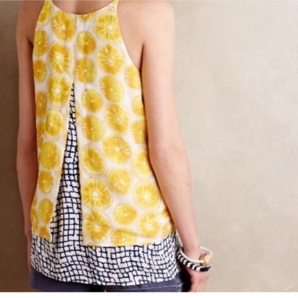 Anthro Porridge lemon layered split back tank top - Picture 3 of 16